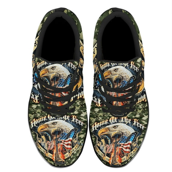 America Eagle Home Of The Free Because Of The Brave Shoes Women's Fashion Sneakers Tennis Running Shoes for Men Women Black Size 3.5