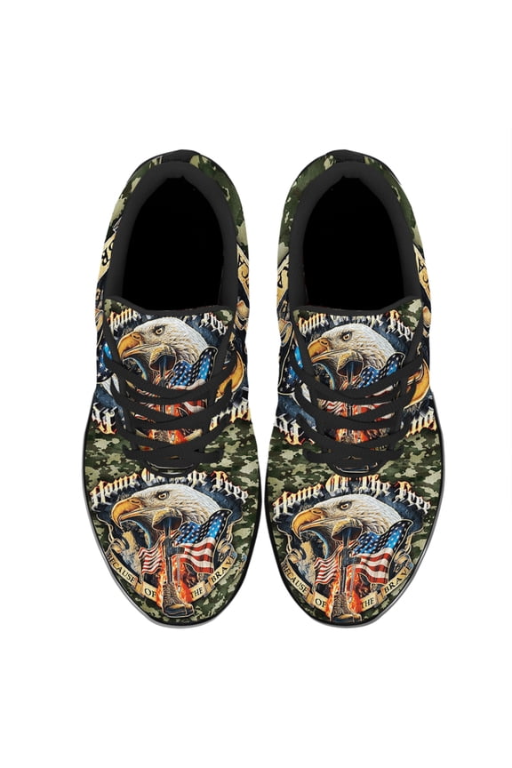 America Eagle Home Of The Free Because Of The Brave Shoes Women's Fashion Sneakers Tennis Running Shoes for Men Women Black Size 8