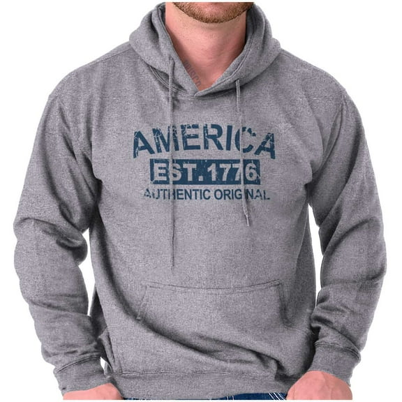 America Est 1776 Distressed Patriotic Hoodie Sweatshirt Women Men Brisco Brands S