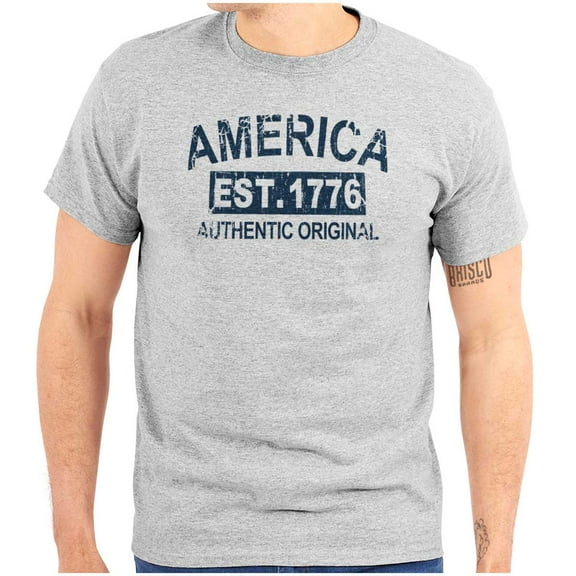 America Est 1776 Distressed Patriotic Men's Graphic T Shirt Tees Brisco Brands L