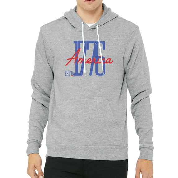 America Est 1776 Patriotic Sweatshirts, 4th of July Hoodies, USA Sweatshirts - Heather Grey MH200HOODPATRIOT S25 M