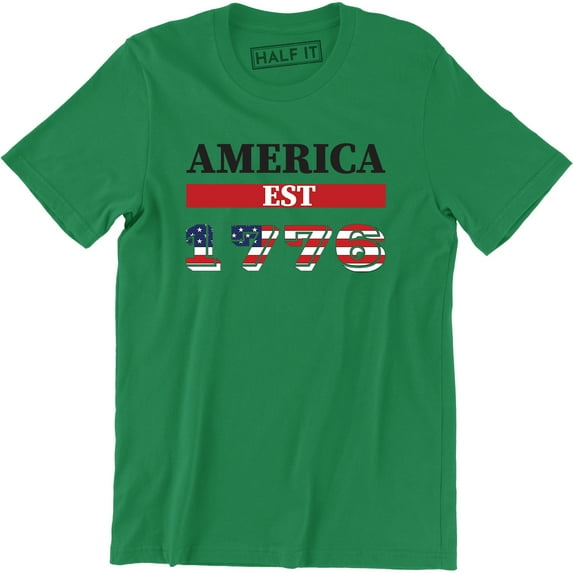 America Est 1776 USA Flag Patriotic , Men's 4th of July T-Shirt