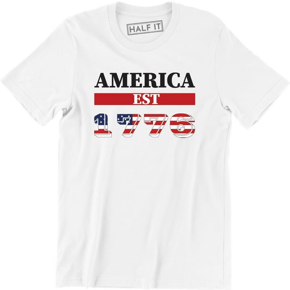 America Est 1776 USA Flag Patriotic , Men's 4th of July T-Shirt