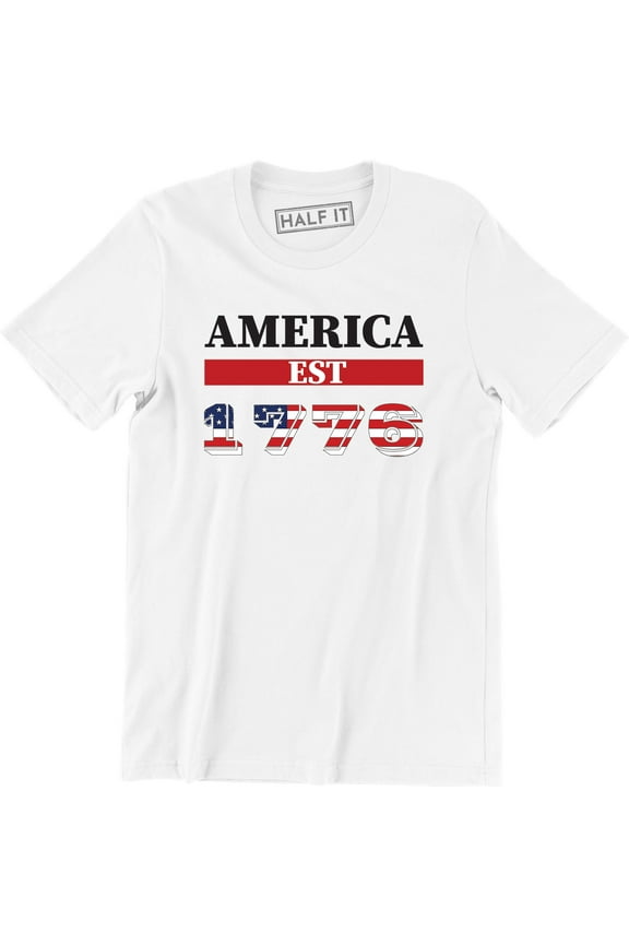 America Est 1776 USA Flag Patriotic , Men's 4th of July T-Shirt