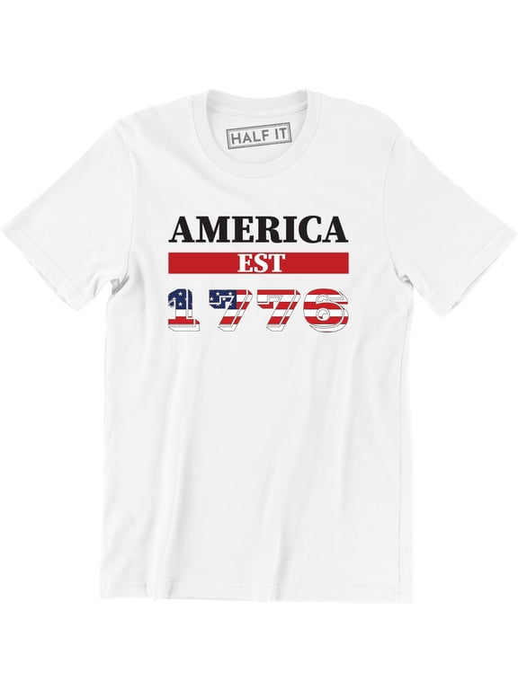 America Est 1776 USA Flag Patriotic , Men's 4th of July T-Shirt
