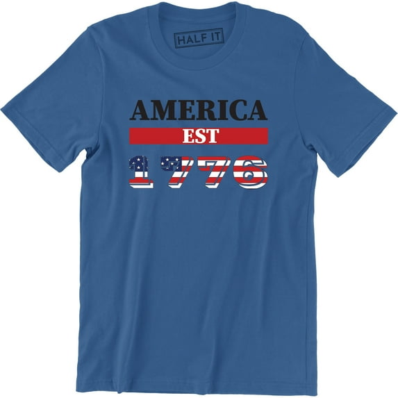 America Est 1776 USA Flag Patriotic , Men's 4th of July T-Shirt