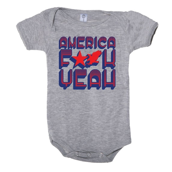 America F Yeah! Baby 4th of July shirt, Graphic Baby One piece - Deep Heather CA165PATRIOT S7 3-6