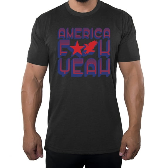 America F Yeah! Men's 4th of July Shirts, Funny Graphic T-shirts - Charcoal MH200PATRIOT S7 S