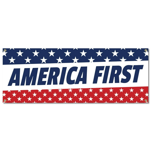 America First | 18" X 48" Banner | Outdoor Vinyl Sign With Grommets | Advertising Displays | Made in The USA
