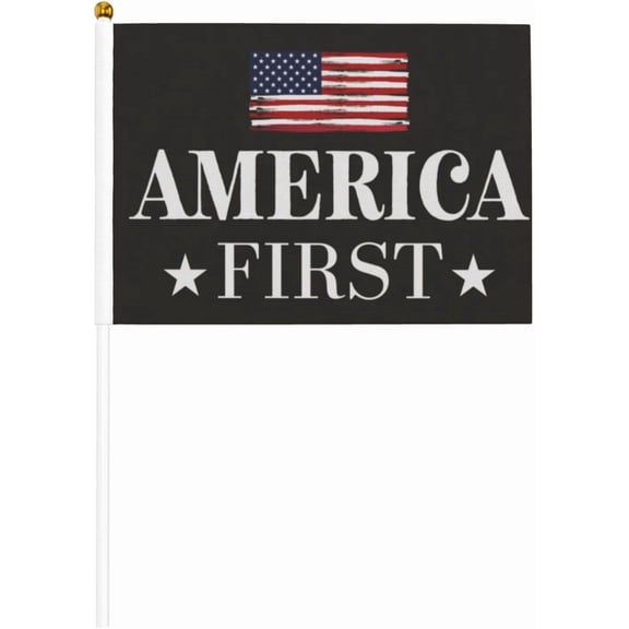 America First Mini Handheld Flag For Outside Holiday Yard Patio Decorations One Size Ten Piece