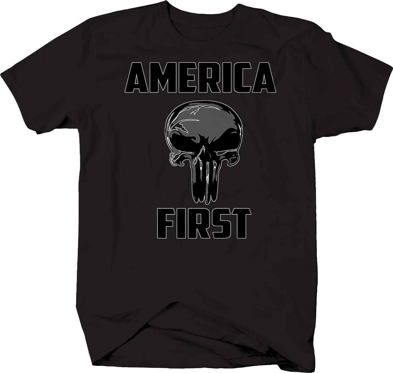 America First Patriot Skull Military Black Shirt for Men 2XL - Walmart.com