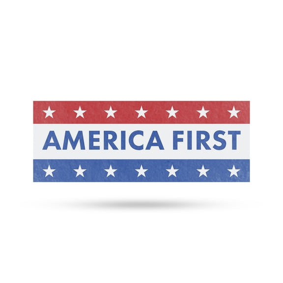 America First Vinyl Decal 12 Inch x 5 Inch Weatherproof Heavy-Duty Adhesive Backing | Patriotic Slogan, National Pride, Outdoor Use | Made in USA