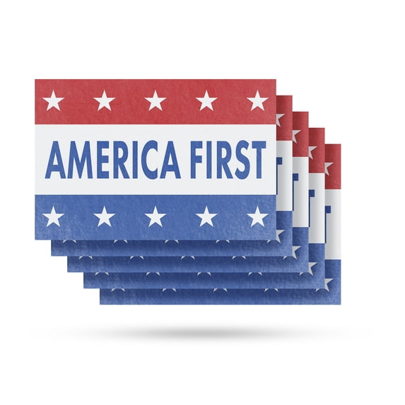 America First Vinyl Decal 5 Pack of 18 Inch x 24 Inch Weatherproof Heavy-Duty Adhesive Backing | Patriotic Slogan, National Pride, Outdoor Use | Made in USA