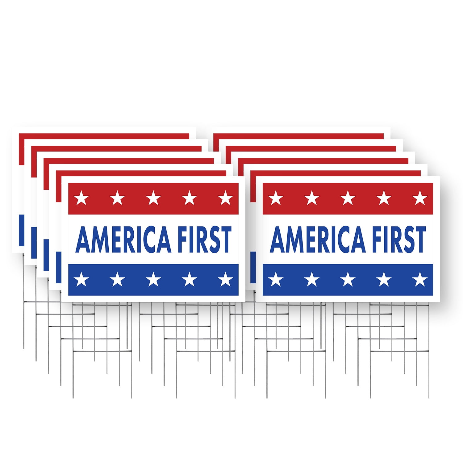 America First Yard Sign 10 Pack of 24 Inch x 36 Inch Single Sided ...