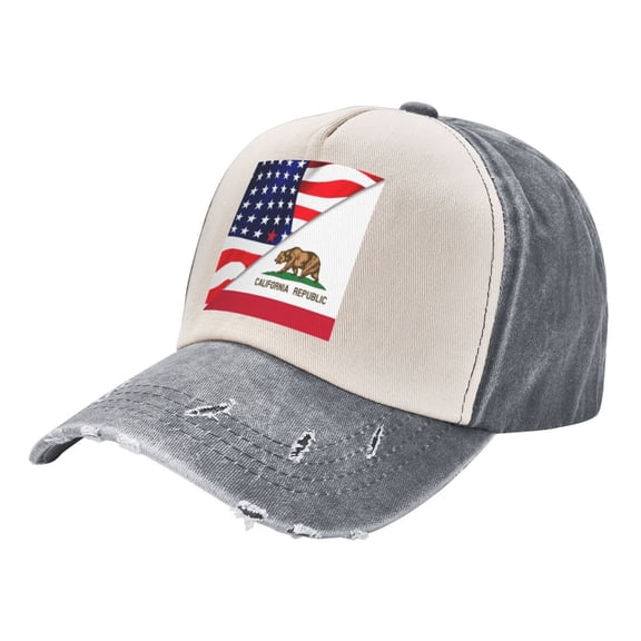 America Flag And California Flag Distressed Baseball Cap Dad Hats for Men Women Vintage Trucker Hat Low Profile Ball Caps