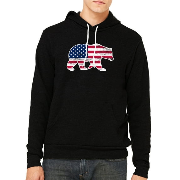 America Flag Bear Hoodie, 4th of July Hoodie, Unisex Graphic Sweatshirts - Black MH200HOODPATRIOT S1 M