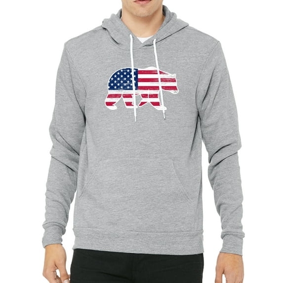 America Flag Bear Hoodie, 4th of July Hoodie, Unisex Graphic Sweatshirts - Heather Grey MH200HOODPATRIOT S1 XS