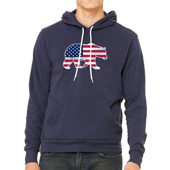 America Flag Bear Hoodie, 4th of July Hoodie, Unisex Graphic Sweatshirts - Navy MH200HOODPATRIOT S1 S