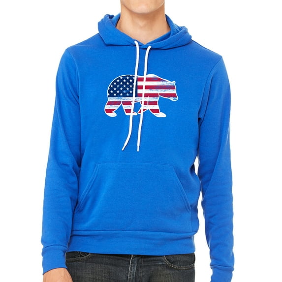 America Flag Bear Hoodie, 4th of July Hoodie, Unisex Graphic Sweatshirts - Royal MH200HOODPATRIOT S1 L