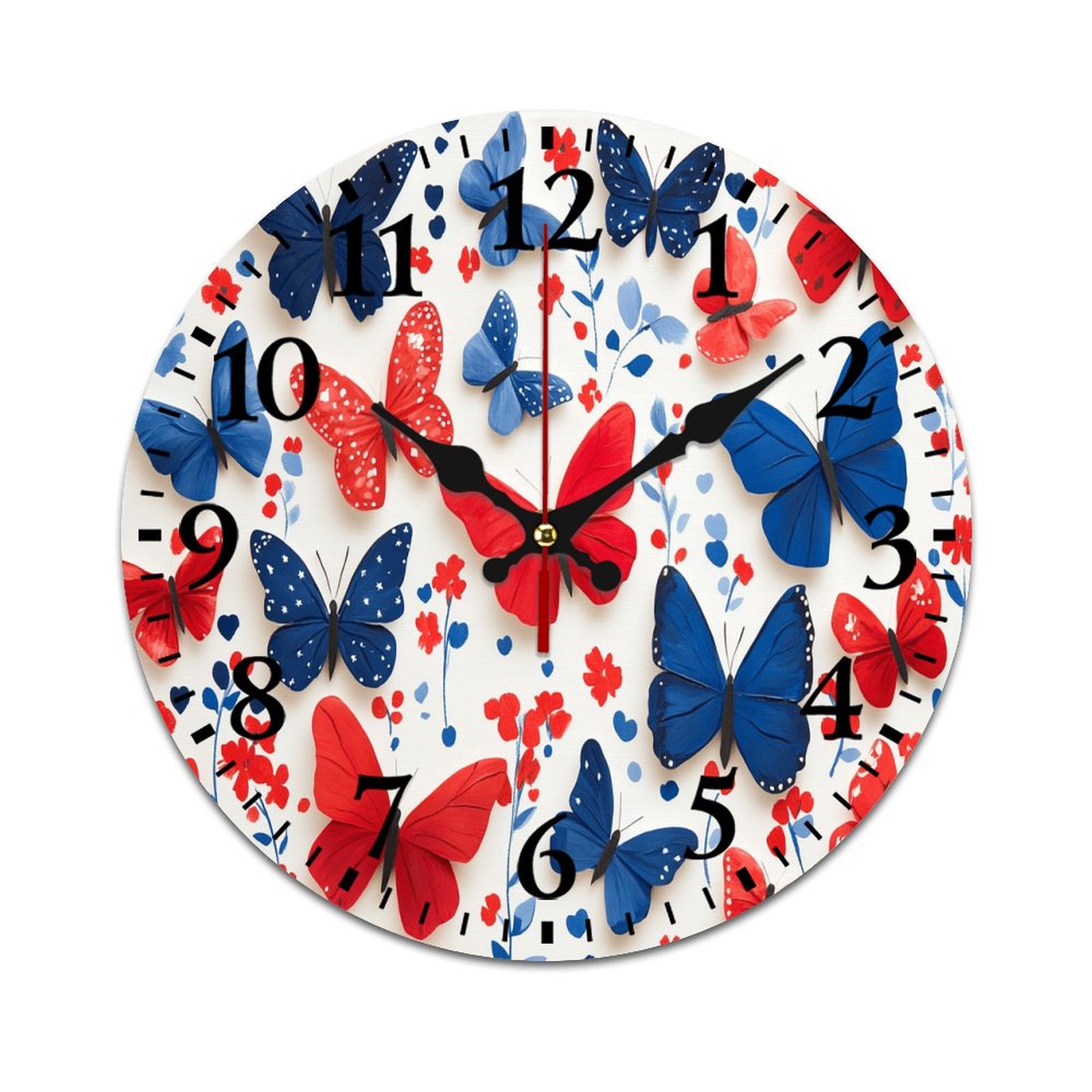 America Flag Butterfly Wall Clock Modern Design Clocks Wall Hanging ...