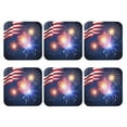 thumbnail image 1 of America Flag Colored Fireworks Leather Coasters for Drinks Perfect for Living Room, Kitchen, or Outdoor Use Set of 6 Square, 1 of 6