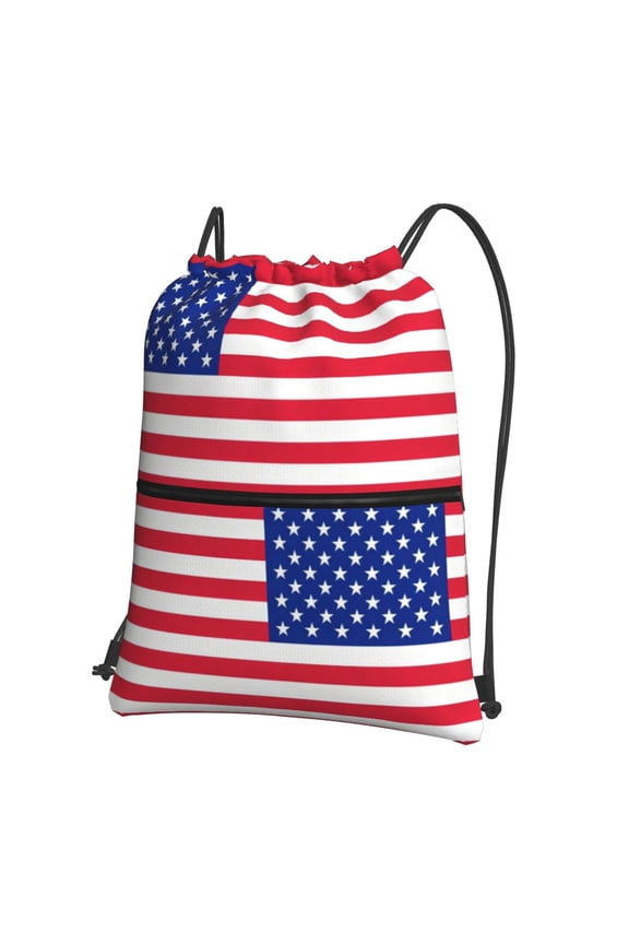 America Flag Drawstring Backpack Bag Water Resistant Yoga Shopping Cinch Bag Sackpack For Men Women