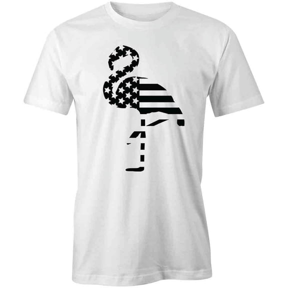 America Flag Flamingo T-Shirt | Patriotic American White Tee Gift