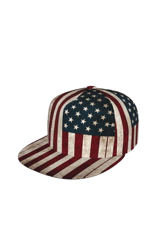 America Flag Flat Brim Trucker Cap Adjustable Snapback Hat For Men Women