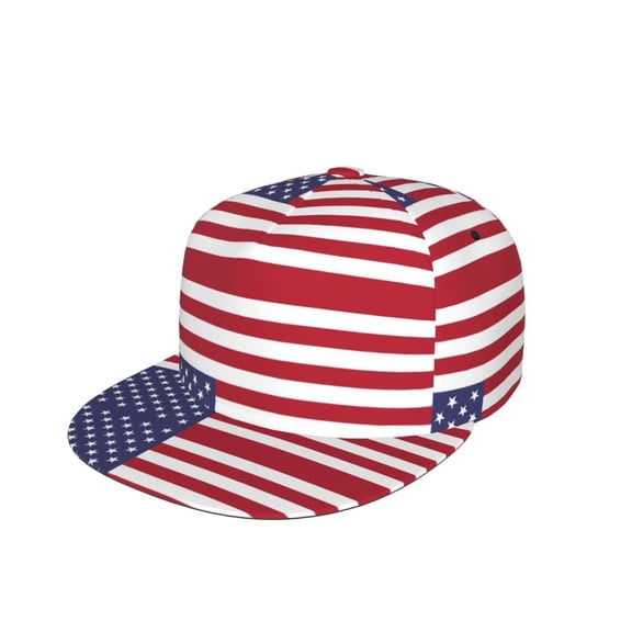 America Flag Flat Brim Trucker Cap Adjustable Snapback Hat For Men Women