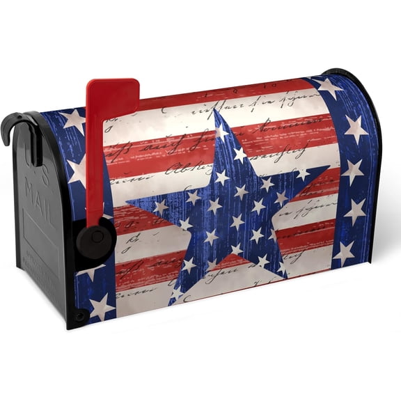 America Flag Mailbox Cover Large Size Magnetic Patriotic Star Mail Box Wrap 4th of July Memorial Letter Post Box Cover Independence Day Mailbox Covers for Outside Oversized 25.5 X 21 Inch