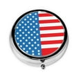 thumbnail image 1 of America Flag Pattern Pill Case Pill Box Round 3 Compartment Small Pill Organizer For Purse Or Pocket Small Roud Pill Box, 1 of 6
