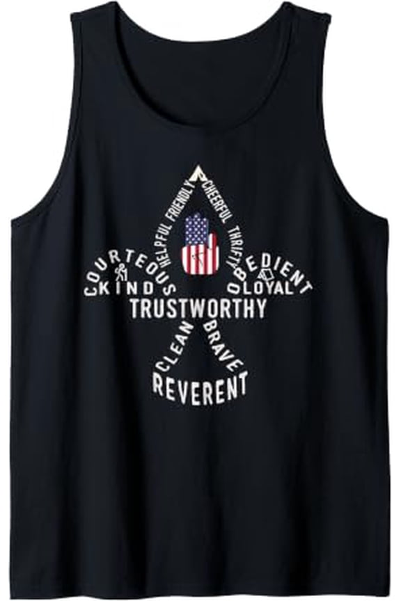 America Flag Scouting Law Tank Top Size S-3XL