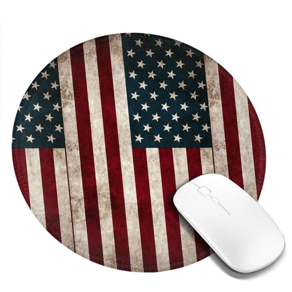 America Flag Small Round MousePad for Wireless Computer Laptop, Office Desk Accessories 7.9 x 7.9 inch