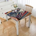 thumbnail image 1 of America Flag Table Cover,Fitted Tablecloth forTable Washable Elastic Stretch Patio Tablecloths, Blue Red Table Cloth for Cocktail, 1 of 7