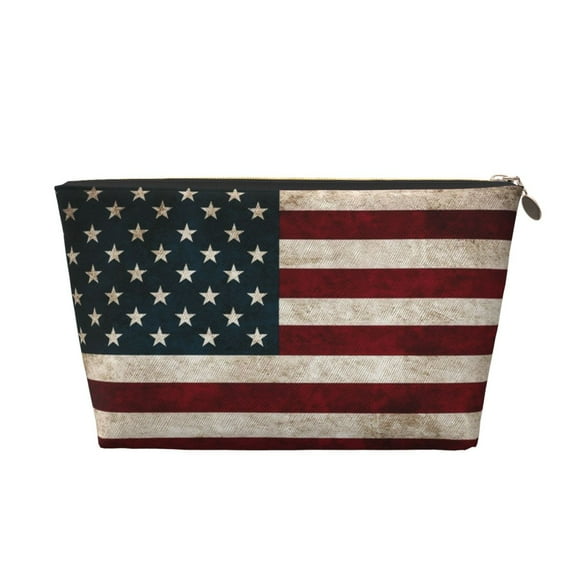 America Flag Travel Handbag Leather Purse Organizer Tidy Bag Purse Toiletry Clutch For Women