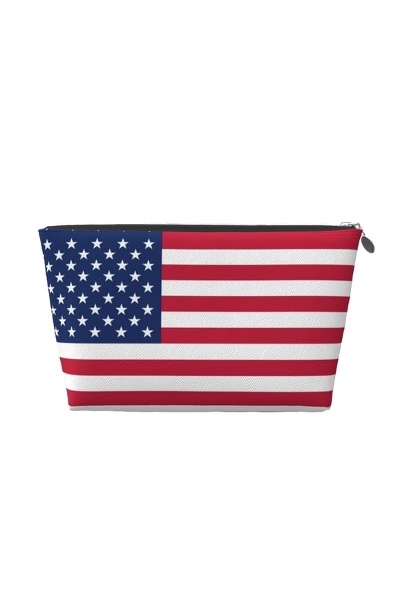 America Flag Travel Handbag Leather Purse Organizer Tidy Bag Purse Toiletry Clutch For Women