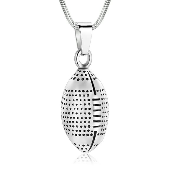 America Football Urn Necklace For Ashes For Men Stainless Steel Rugby Cremation Jewelry Hold Human Ashes Keepsake Neckace Engravable Memorial Of Loved Ones