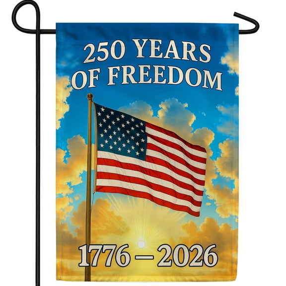 America Forever 250 Years of Freedom Garden Flag, 12.5 x 18 inch Double Sided, 1776-2026 American Flag, USA Semiquincentennial, Patriotic Independence Commemorative Flag
