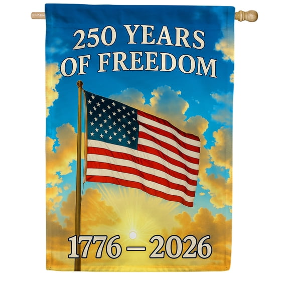America Forever 250 Years of Freedom House Flag, 28 x 40 inch Double Sided, 1776-2026 American Flag, USA Semiquincentennial, Patriotic Independence Commemorative Flag