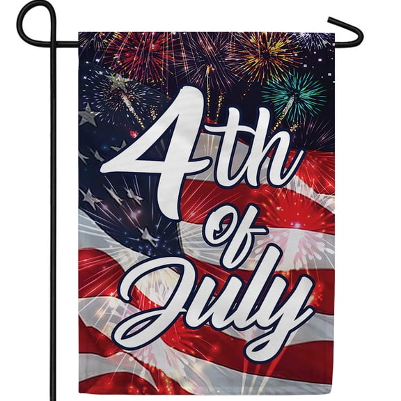 America Forever 4th July Fireworks Garden Flag, 12.5 x 18 inch Double Sided, Independence Day Banner, Patriotic Celebration Outdoor Decor, USA Fireworks Yard Flag