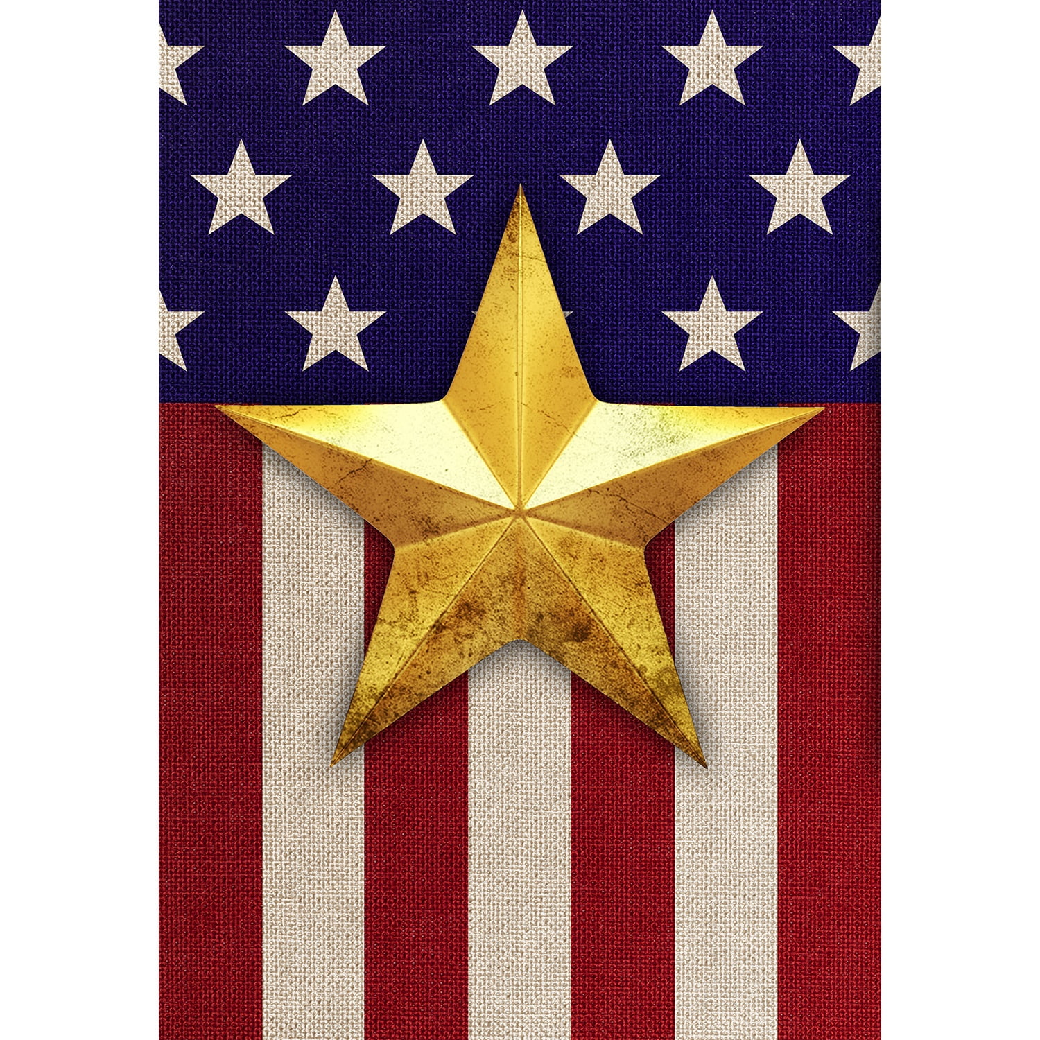 Patriotic American Flag Garden Banner with Gold Star