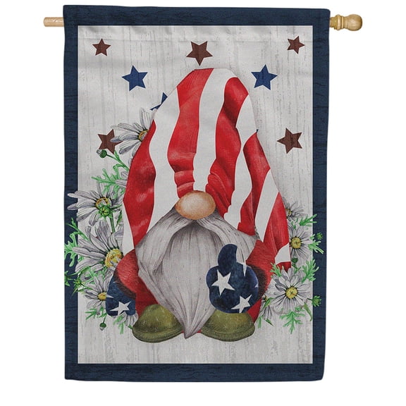 America Forever 4th of July Gnome House Flag 28 x 40 inch Independence Day Celebration Fireworks Patriotic Memorial Day USA American Red Truck Flag Seasonal Yard Outdoor Decor