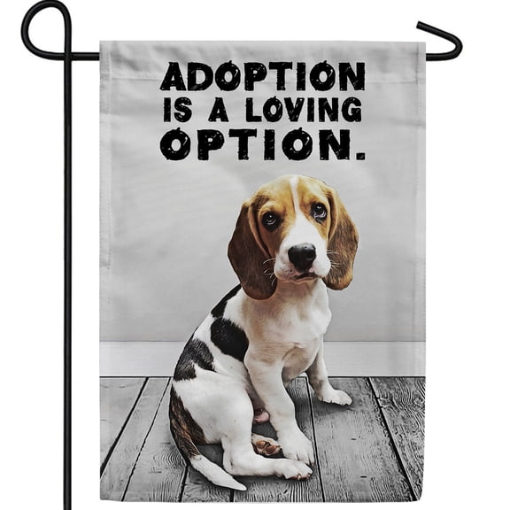 America Forever Adopt A Furry Friend Garden Flag, 12.5 x 18 inch Double Sided, Beagle Puppy Adoption Loving Option, Pet Rescue Outdoor Yard Decorative Flag