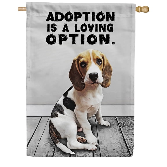 America Forever Adopt A Furry Friend House Flag, 28 x 40 inch Double Sided, Beagle Puppy Adoption Loving Option, Pet Rescue Outdoor Yard Decorative Flag