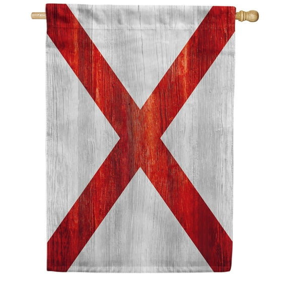 America Forever Alabama State Flag 28 x 40 Inch Double Sided Outdoor Yard Decorative USA Vintage Wood State of Alabama House Flag, Made in the USA