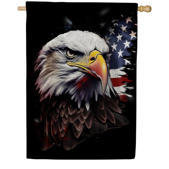 America Forever American Eagle House Flag 28 x 40 inch Double Sided Patriotic Bald Eagle USA 4th of July Independence Day Memorial Day Yard Lawn Outdoor Decor