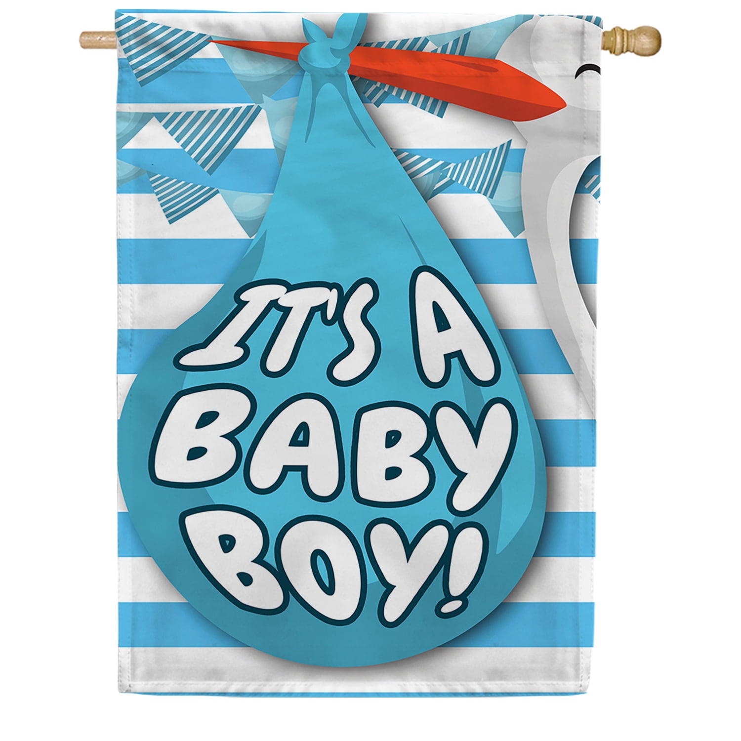 America Forever It's A Baby Boy House Flag, 28 x 40 inch Double Sided, Baby Boy Announcement Banner, Baby Shower Decoration, Blue Bib Welcome Baby Outdoor Decor, Newborn Celebration Yard Flag