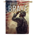 thumbnail image 1 of America Forever Because of the Brave House Flag 28 x 40 inch Double Sided Memorial Day 4th of July Thank You American Air Military Soldiers Support the Troops USA Patriotic Yard Outdoor Decor, 1 of 1