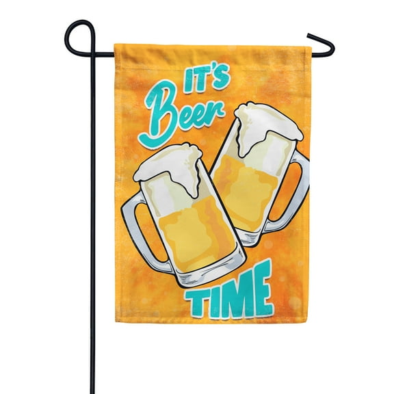 America Forever It's Beer Time Summer Garden Flag 12.5 x 18 inches Beer Thirty Drink Happy Hour Beverage Double Sided Seasonal Yard Outdoor Decorative It's 5 O'Clock Somewhere Garden Flag