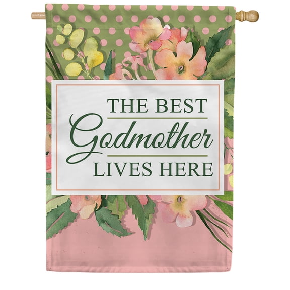America Forever Best Godmother House Flag, 28 x 40 inch Double Sided, Family Appreciation Banner, Godmother Gift Decoration, Women's Birthday Outdoor Decor, Baptism Celebration Yard Flag